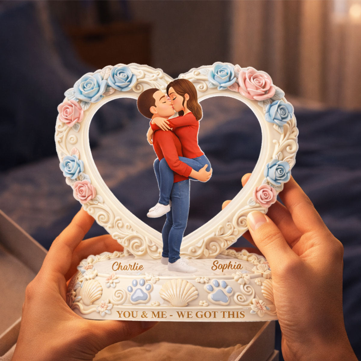 You & Me We Got This Heart Rose - Personalized Acrylic Block Plaque - Anniversary, Valentine's Day Gift, Gift For Him, Gift For Her