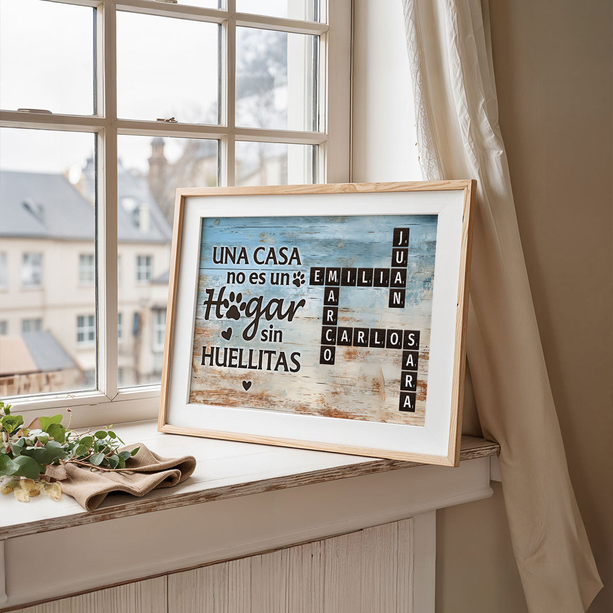 Una Casa No Es Un Hogar Sin Huellitas Pet Name Crossword Puzzle - Personalized Poster - Spanish Version Home Decor For Pet Lovers