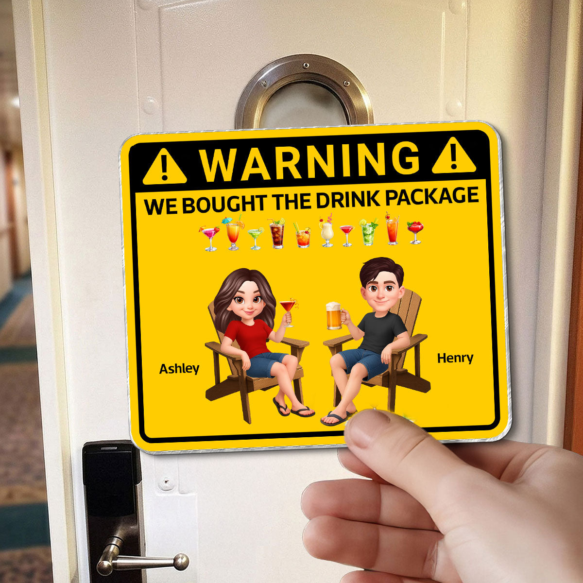 Couple Warning Caution We Bought The Drink Package - Personalized Cruise Ship Door Magnet - Funny Cruise Decorations Magnet, Summer Drink Package Cruise Magnet