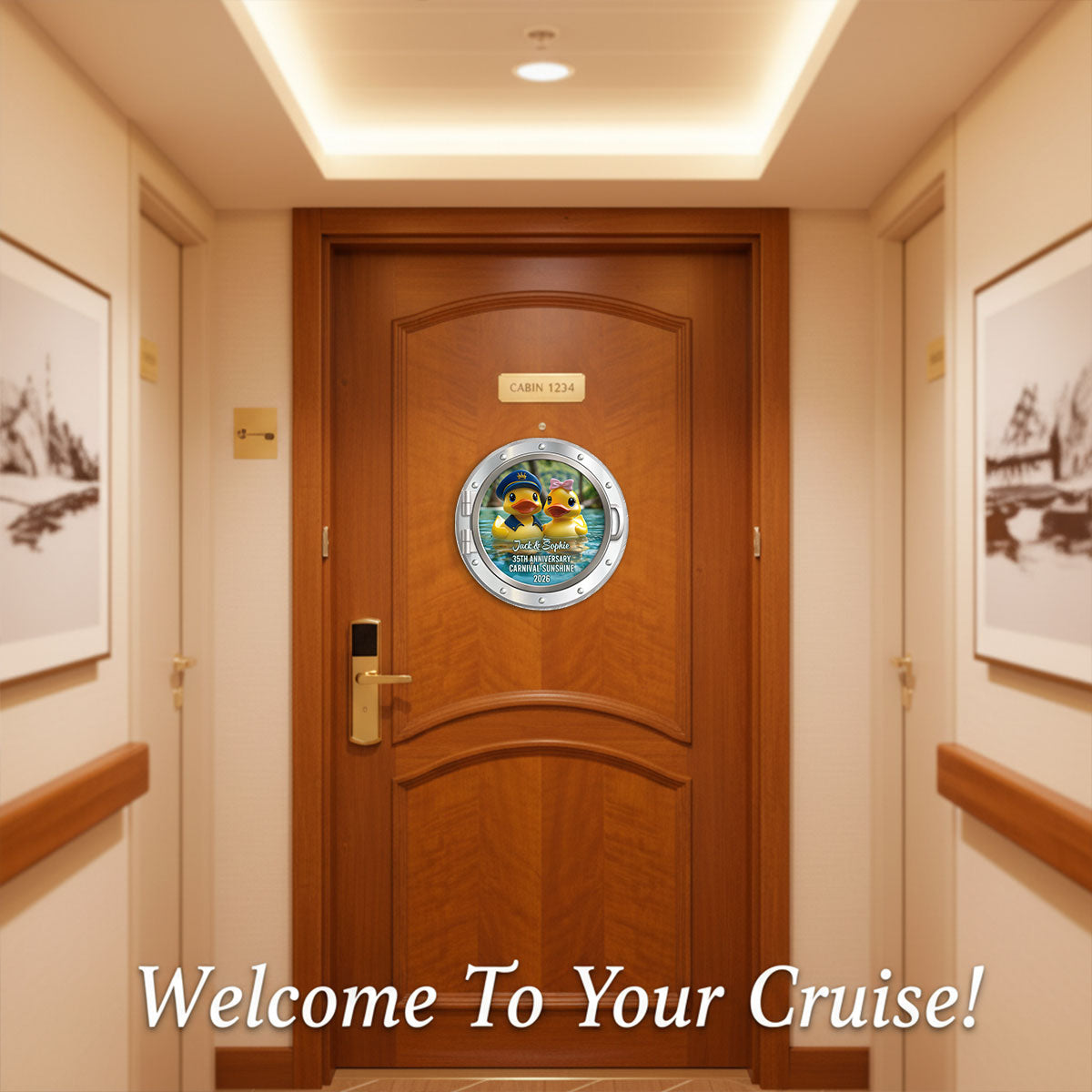 Rubber Duck Couple Anniversary Cruise - Personalized Cruise Door Acrylic Magnet - Cruise Trip Keepsake