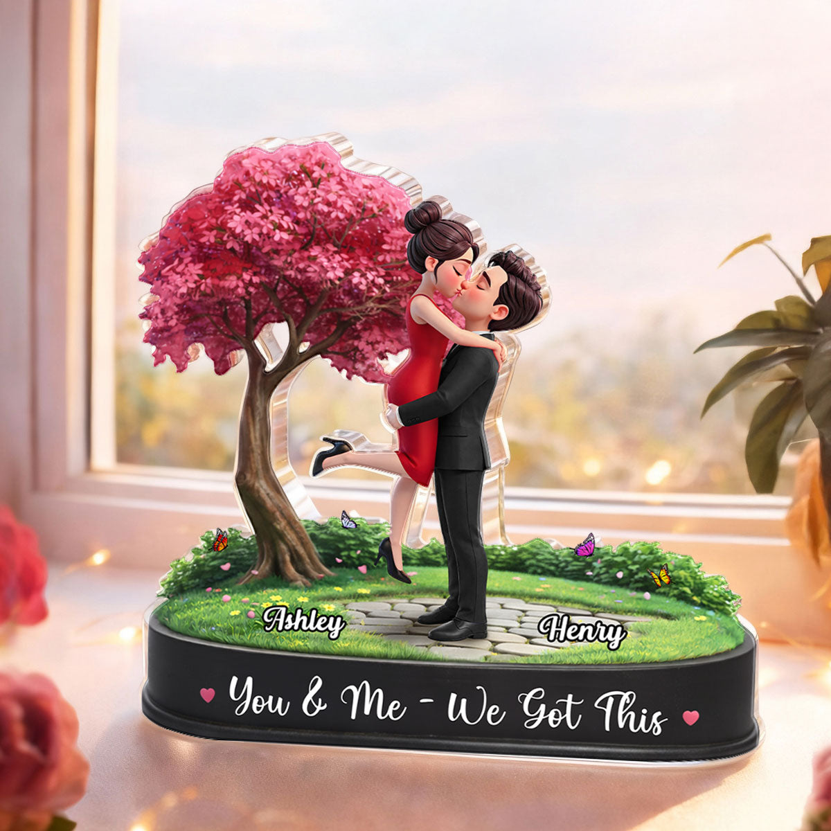 My Favorite Place is Inside Your Hug Couple Kissing - Personalized Acrylic Block Plaque - Valentine's Day Gift for Her, for Him