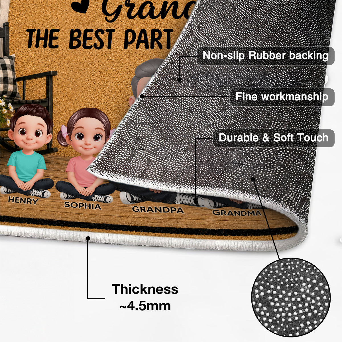 Grandpa Grandma House Porch Grandkids Best Part Of Growing Old - Personalized Doormat - Gift For Grandparents, Spring Summer Decoration
