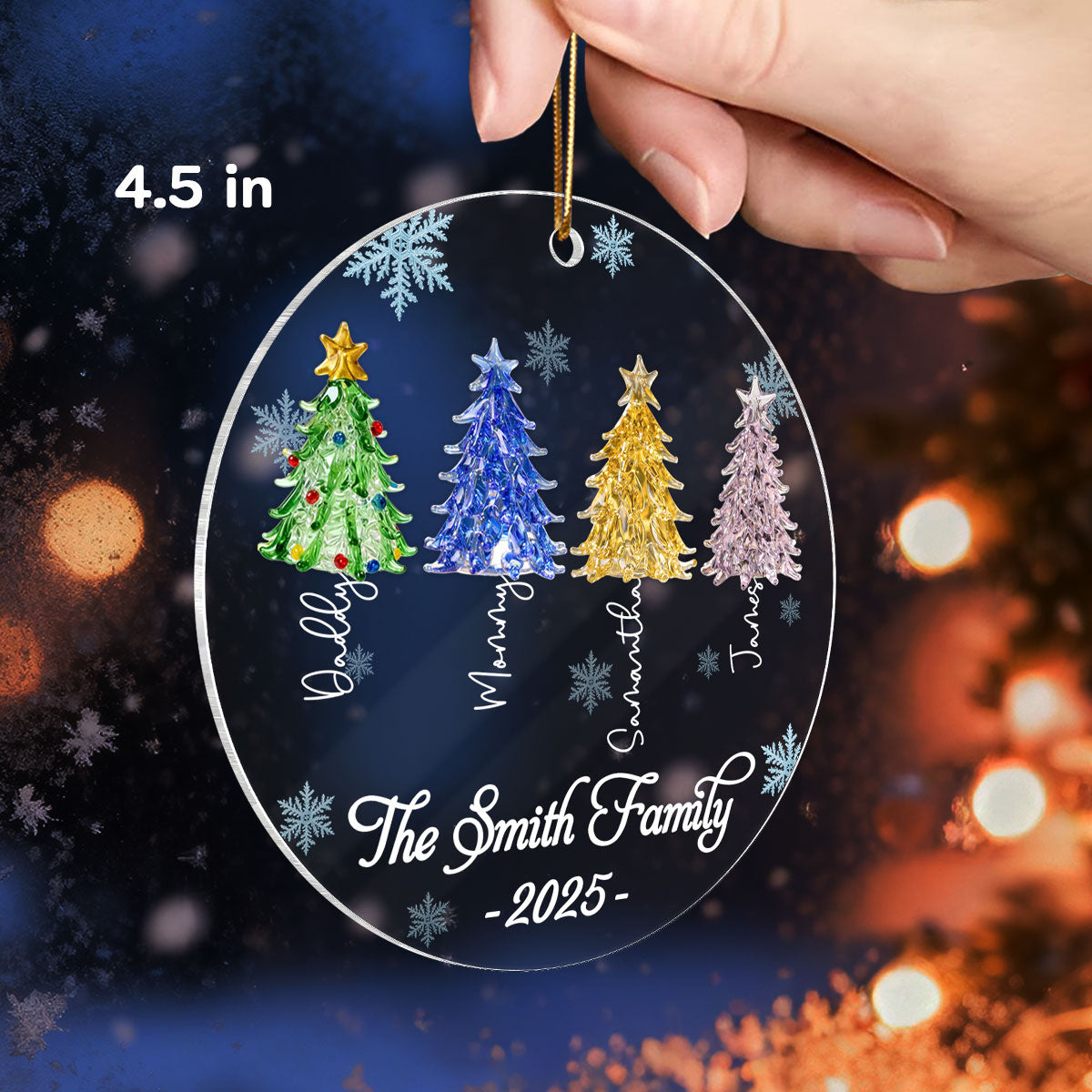 3D Crystal Effect Family Christmas Trees - Personalized Acrylic Ornament - Gift For Family
