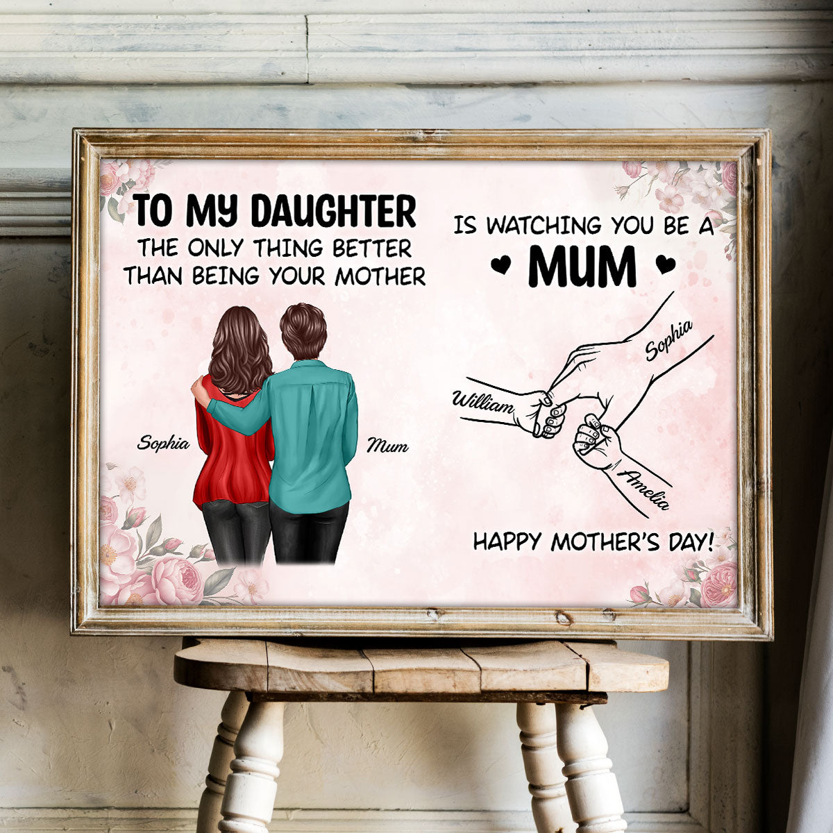 From Mum To Daughter Watching You Be A Mum - Personalised Poster - Mother's Day Gift For Daughter