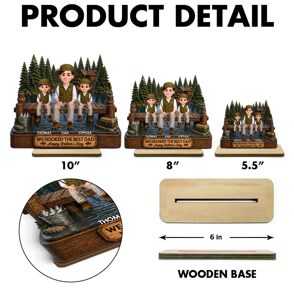 Fishing We Hooked The Best Dad - Personalized 2-Layered Wooden Plaque -  Gift For Fishing Dad, Fishing Lovers