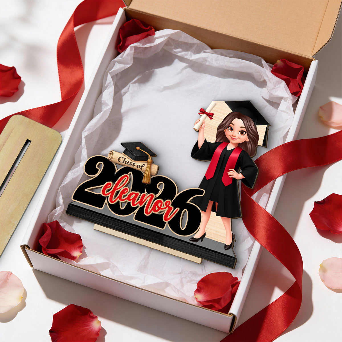 Class Of 2026 2027 Senior With Name 2D Flat - Personalized 2-Layered Wooden Plaque - Graduation Gift For Graduates, Daughter, Son