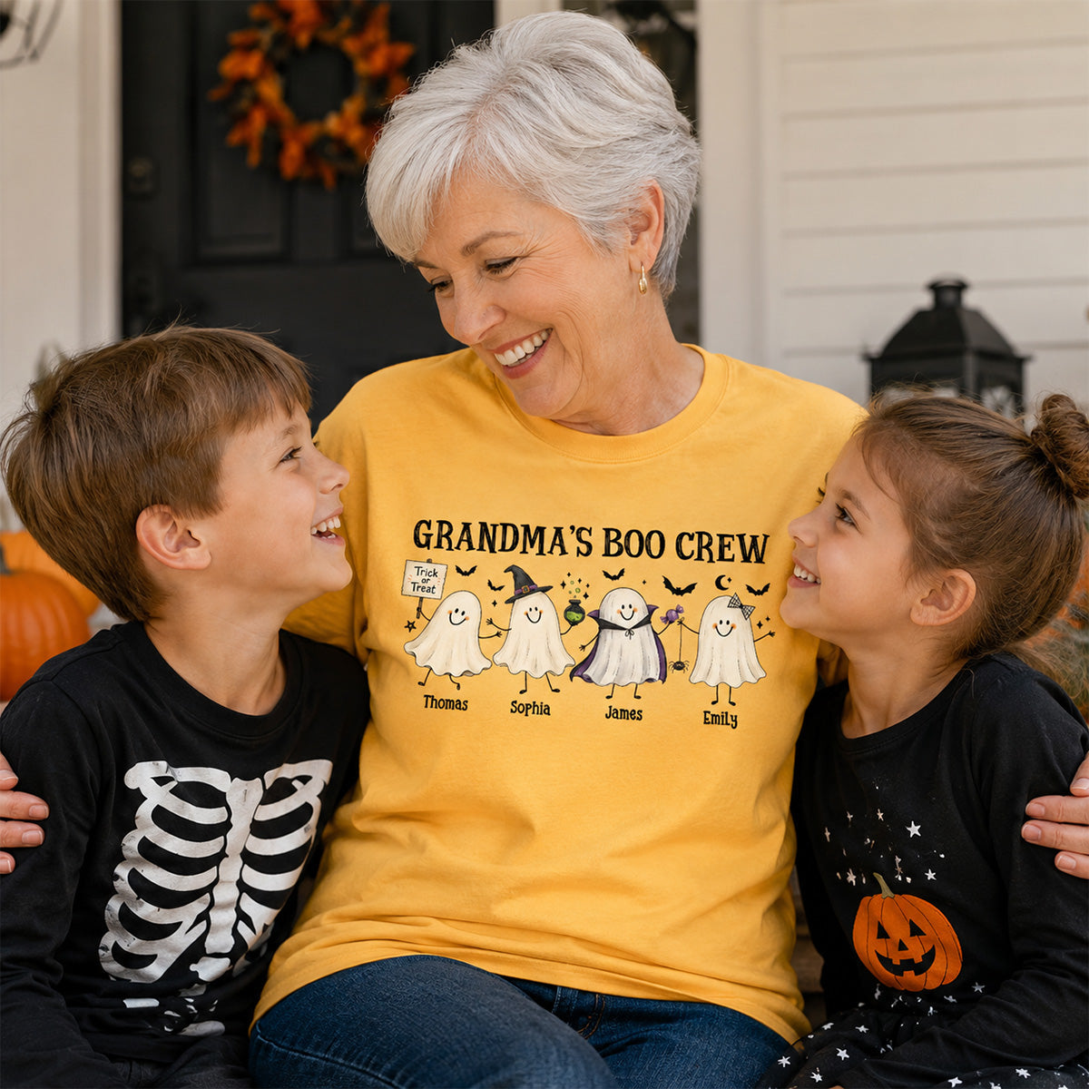Grandma's Boo Crew Cute Doodle Ghosts - Personalized Shirt - Perfect Halloween Costume for Grandma