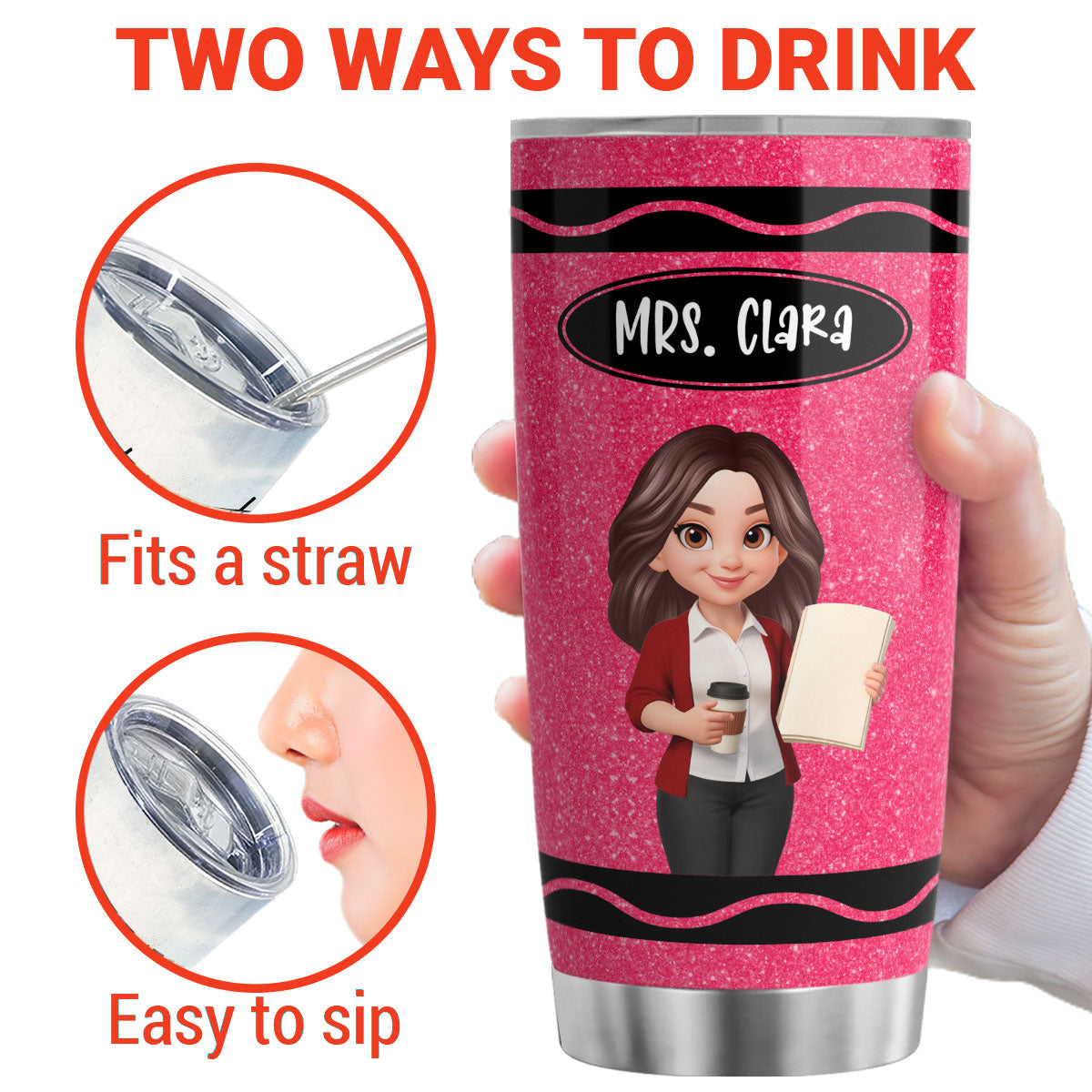 Teacher Crayon - Personalized Tumbler - Back To School Gift For Teachers