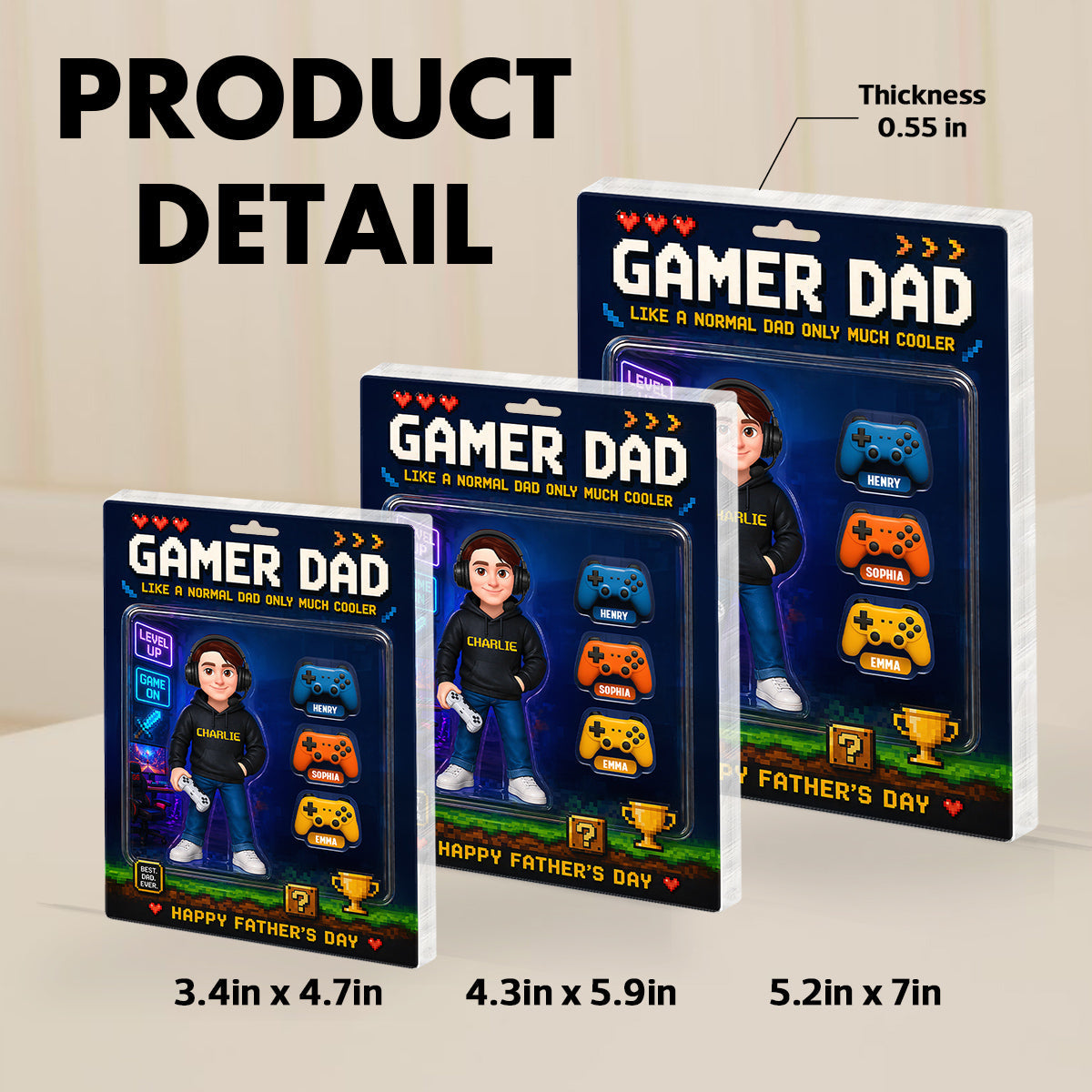 Gamer Dad More Cooler - Personalized Acrylic Block Plaque -  Gift For Gamer Dad, Husband