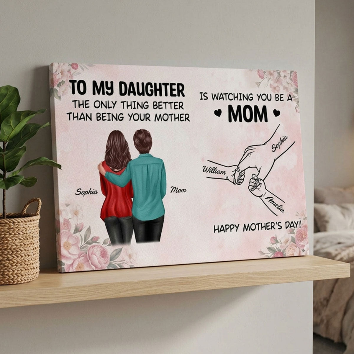 From Mom To Daughter Watching You Be A Mom - Personalized Canvas - Mother's Day Gift For Daughter