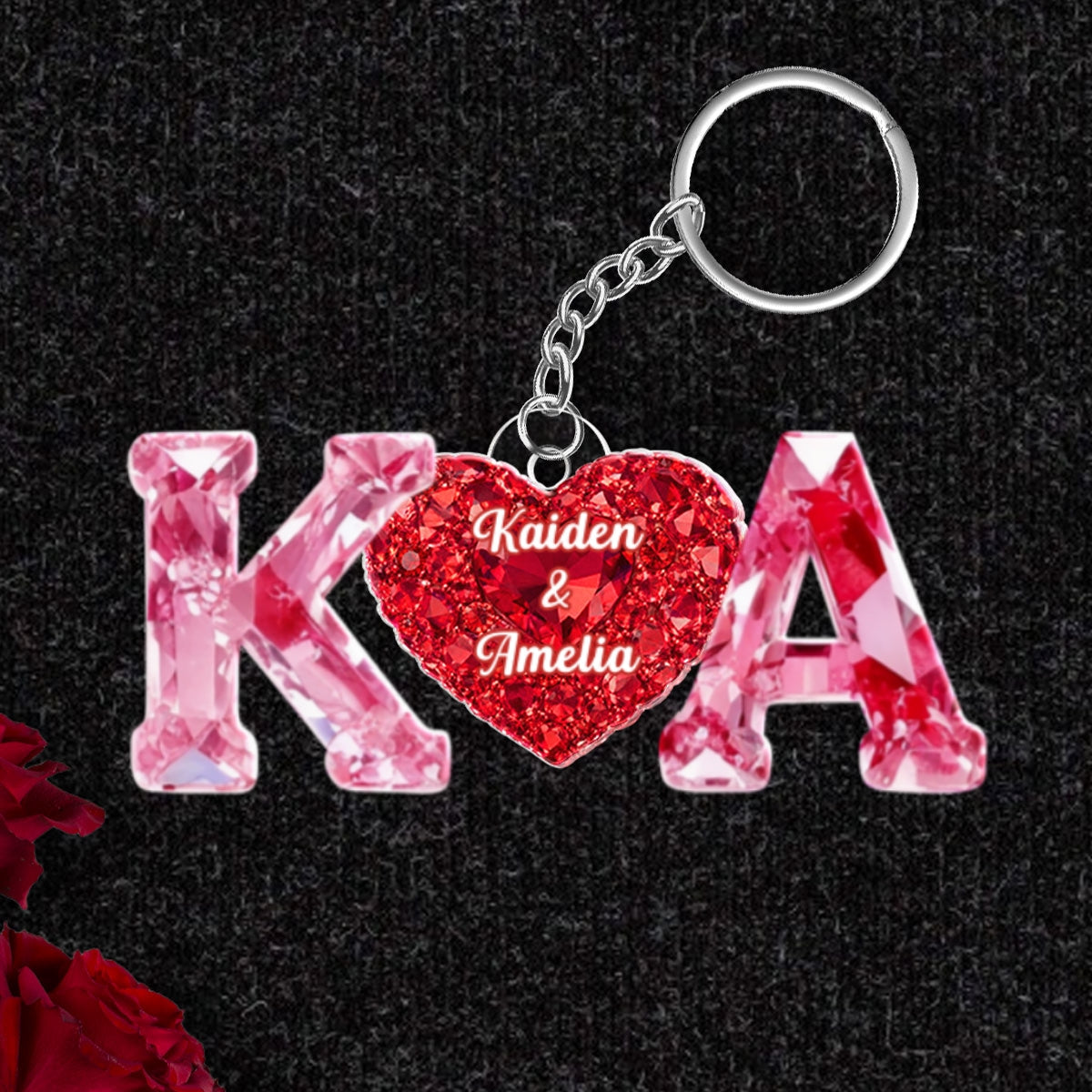 Couple Love Initial - Personalized Acrylic Keychain - Sentimental Anniversary, Valentine's Day Gift for her, for him