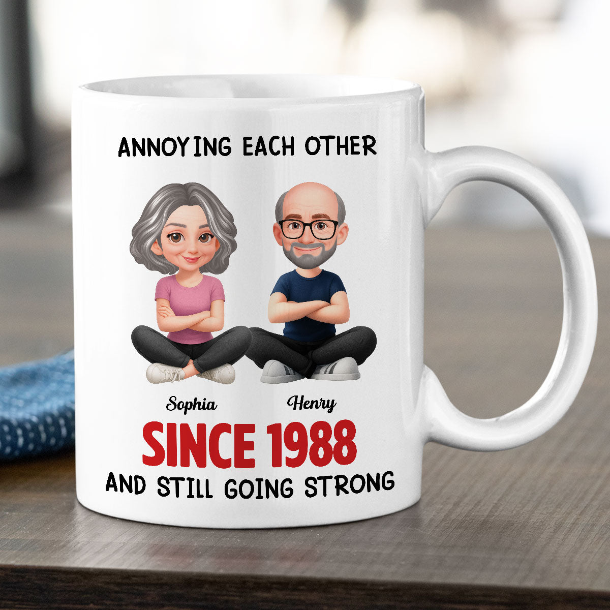 Old Funny Couple Annoying Each Other and Still Going Strong - Personalized Mug - Christmas Gift for him, for her
