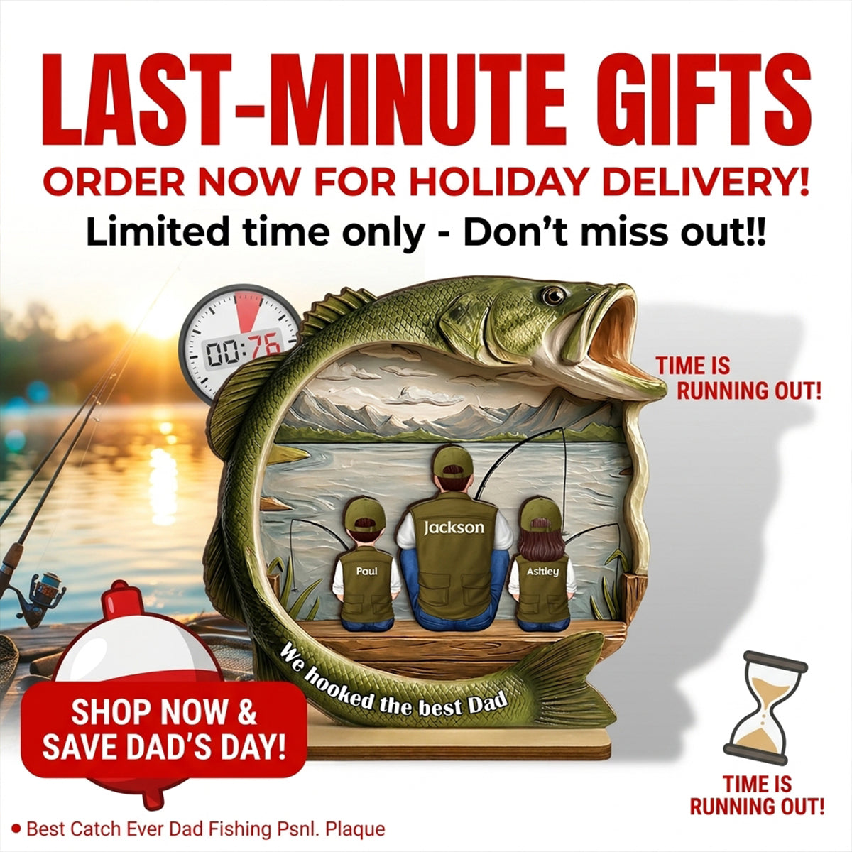 Best Catch Ever Dad Fishing - Personalized 2-Layered Wooden Plaque - Heartfelt Gift For Fishing Dad, Gift For Husband
