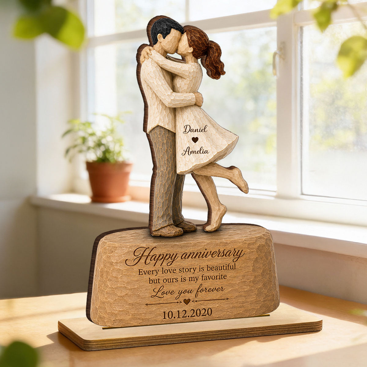 Our Love is Our Favorite - Personalized 2-Layered Wooden Plaque - Couple Heartfelt Anniversary Gift for Her, for Him