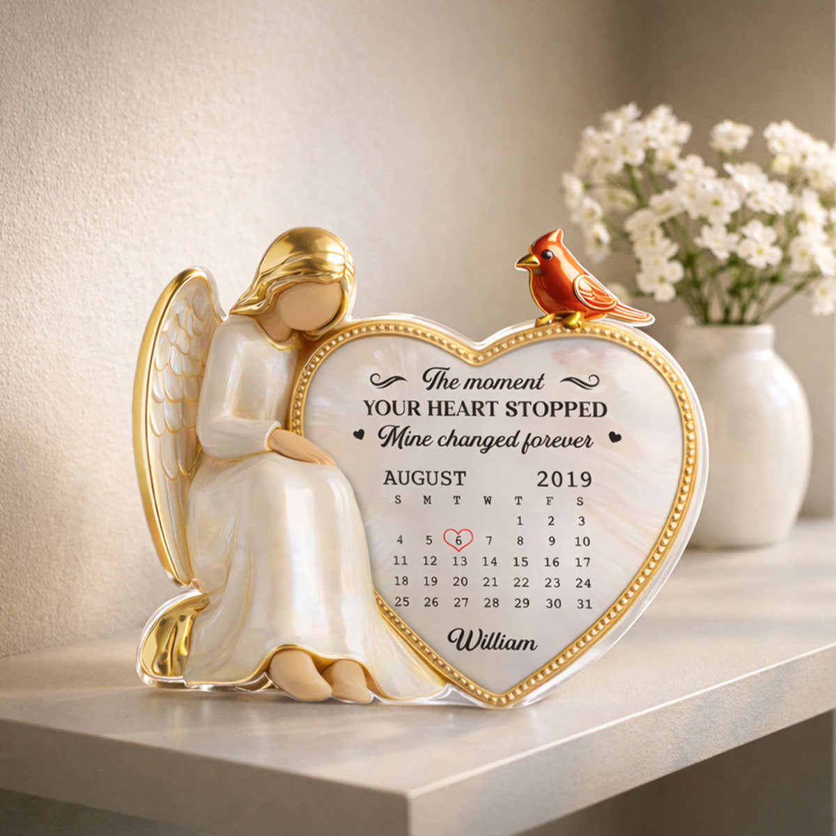 The Moment Your Heart Stopped Mine Changed Forever - Personalized Acrylic Block Plaque - Heartfelt Memorial Remembrance Keepsake