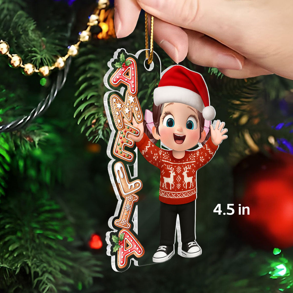 Custom Family Name Gingerbread Alphabet Ornament - Personalized Acrylic Ornament - Cute Christmas Gift For Family