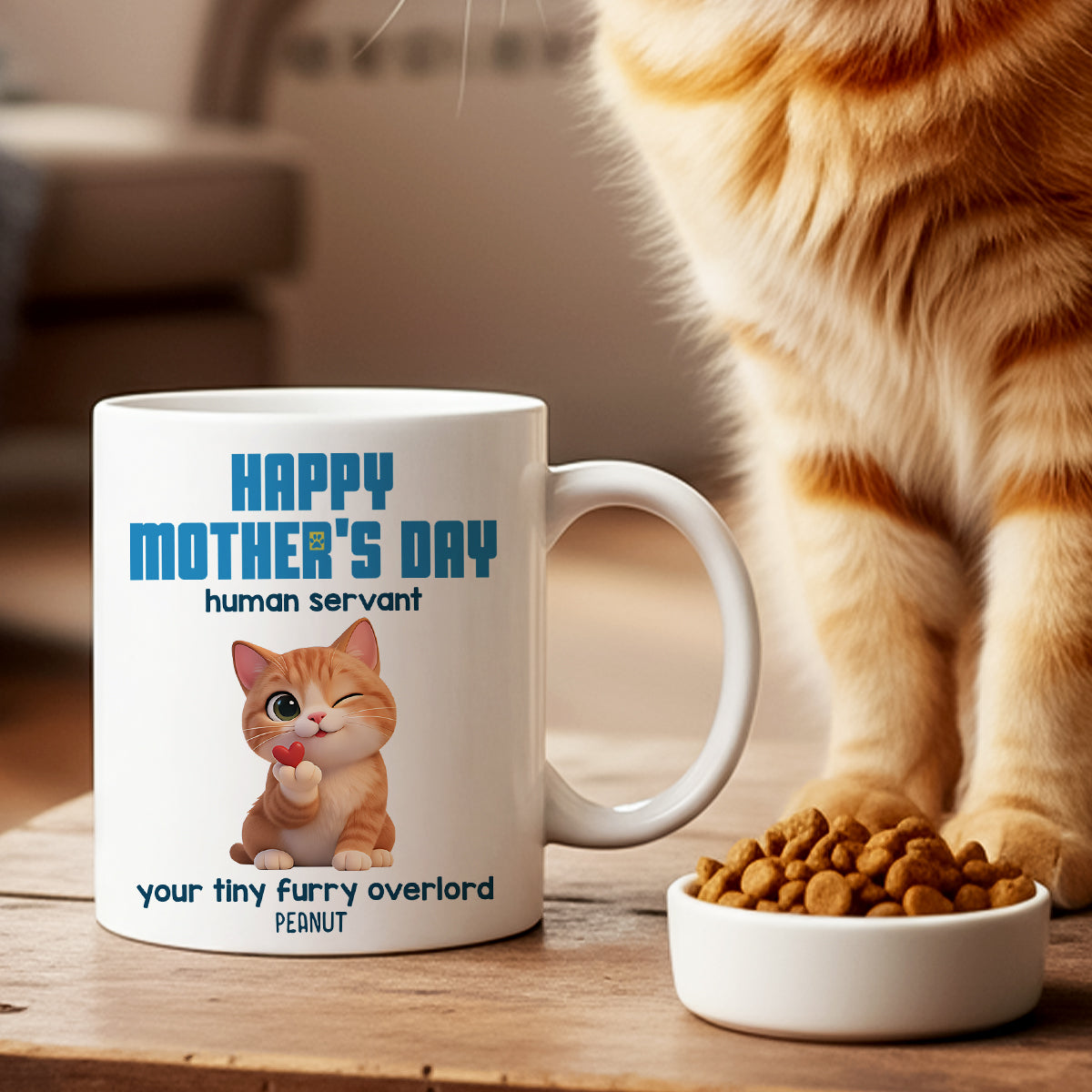 Happy Mother's Day Human Servant from Cute Fluffy Cats - Personalized Mug - Funny Gift for Cat Moms, Coffee Mug for Cat Lovers
