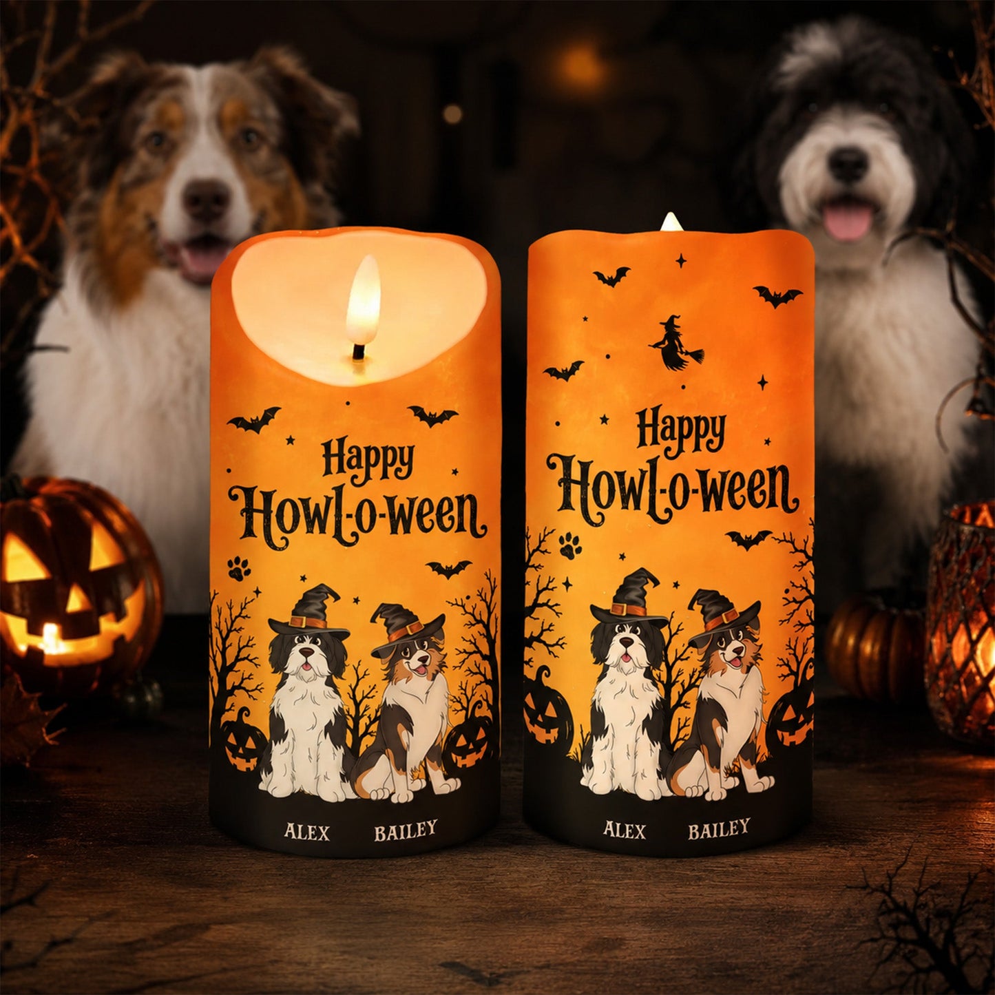 Dog Mom Happy Howloween - Personalized LED Candle - Pawfect Halloween Decor for Dog Lover