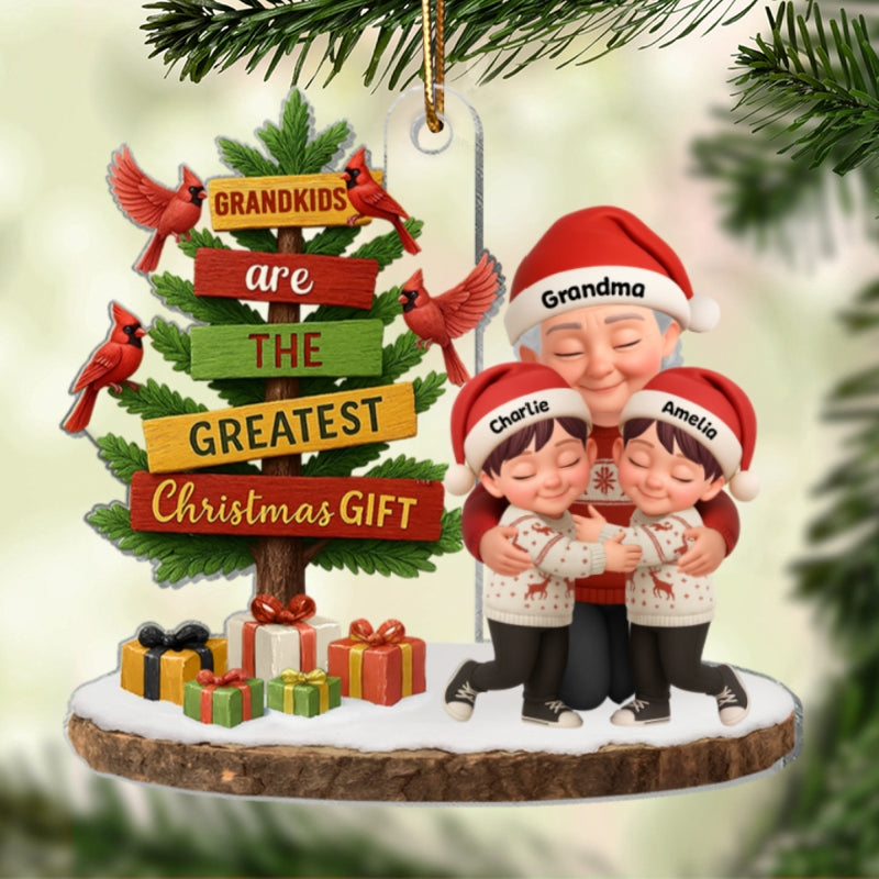 Grandkids Are The Greatest Christmas Gift - Personalized Acrylic Ornament - Chrismas Gift for Grandma