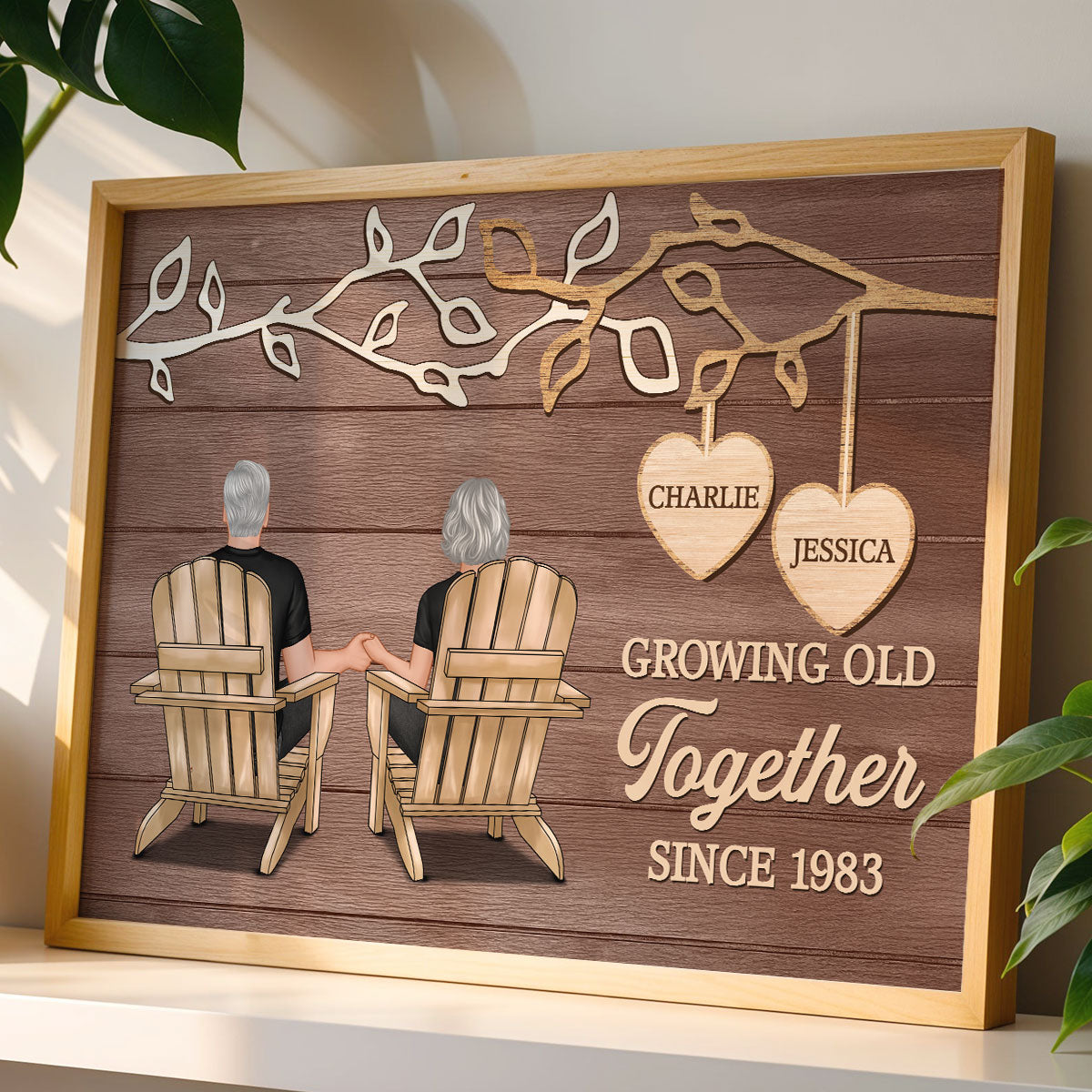 Rustic Vintage Tree Branch Couple Forever Together - Personalized Poster - Gift For Family
