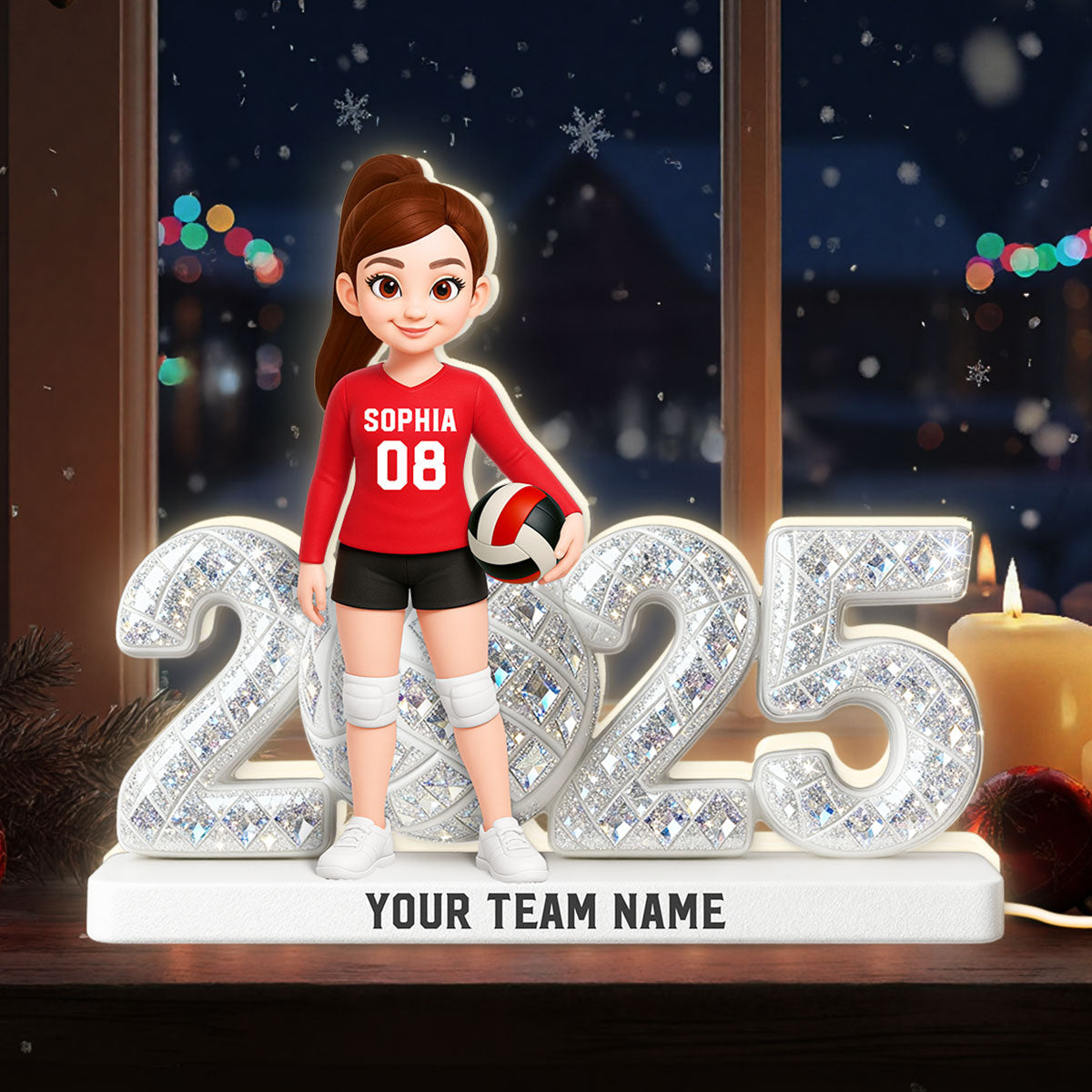 3D Shining Effect Christmas Volleyball Player Keepsake - Personalized Light Box - Gift For Volleyball Players