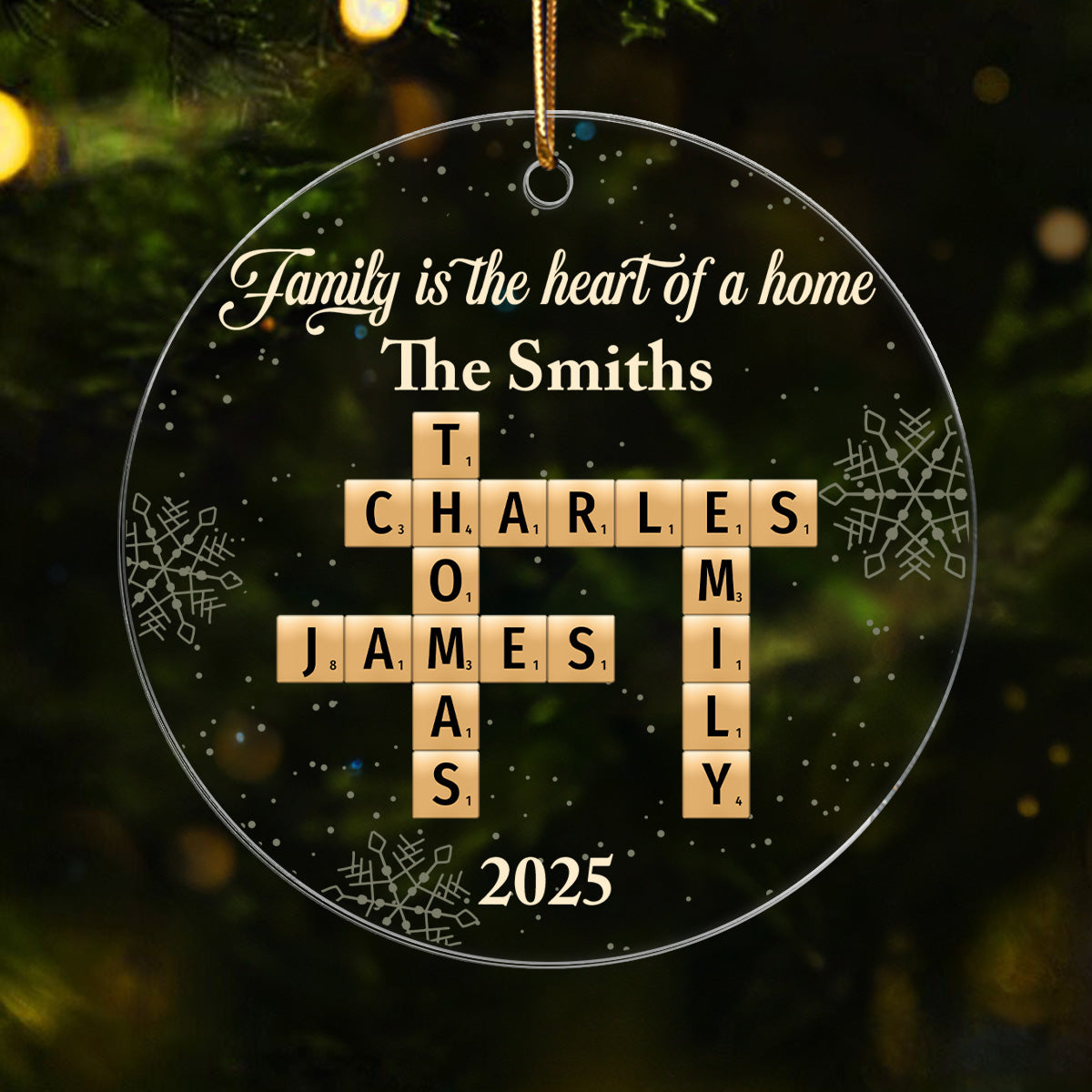Family Is The Heart Of A Home Crossword Puzzle Art - Personalized Acrylic Ornament
