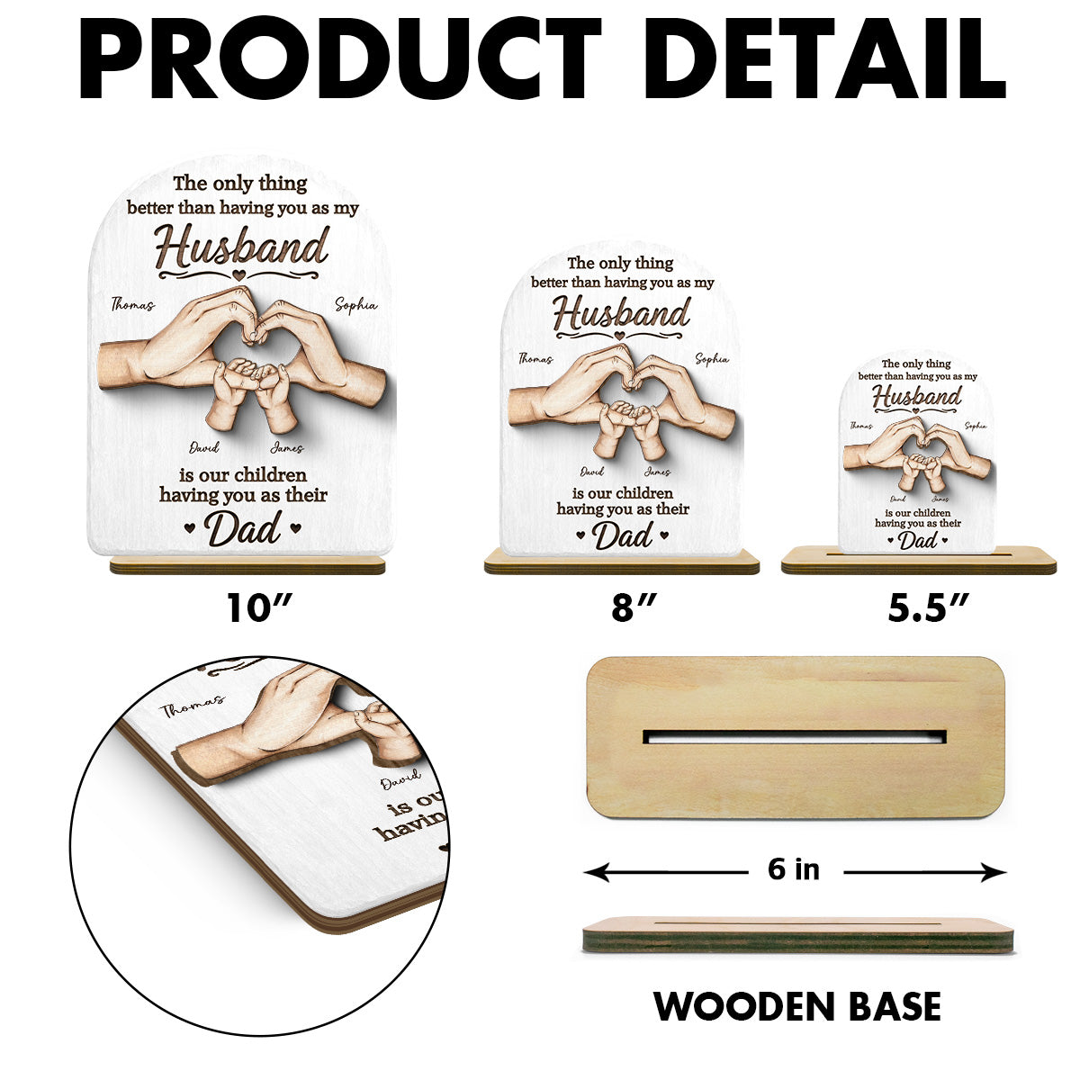 The Only Thing Having You As My Husband Family Hands - Personalized 2-Layered Wooden Plaque -  Gift For Husband