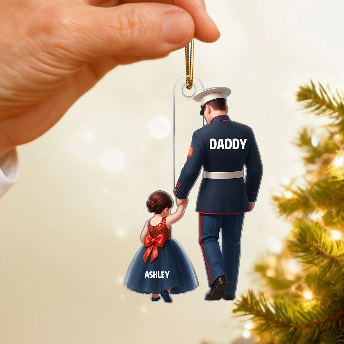 Marine Dad - Personalized Acrylic Orrnament - Perfect Christmas Gift for Marine Dad, for Husband