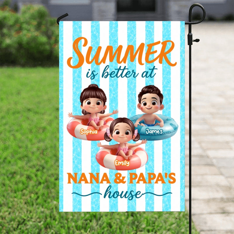 Summer Is Better At Grandma Grandpa House - Personalized Garden Flag