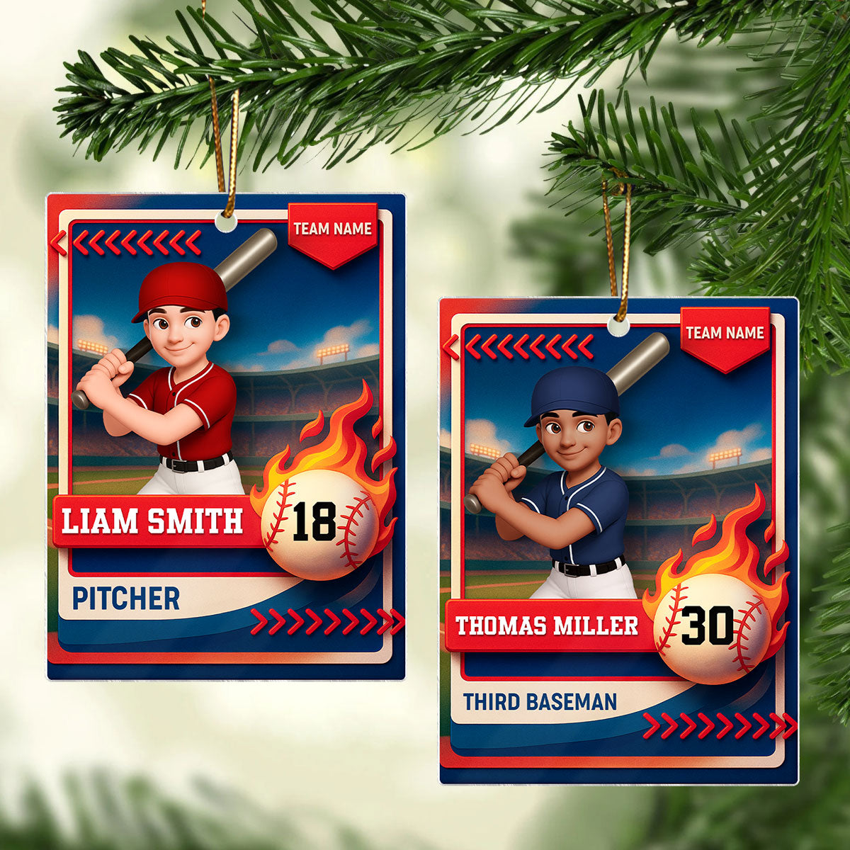 Baseball Trading Card - Personalized Acrylic Ornament - Christmas Gift for Son, Daughter, Grandkid
