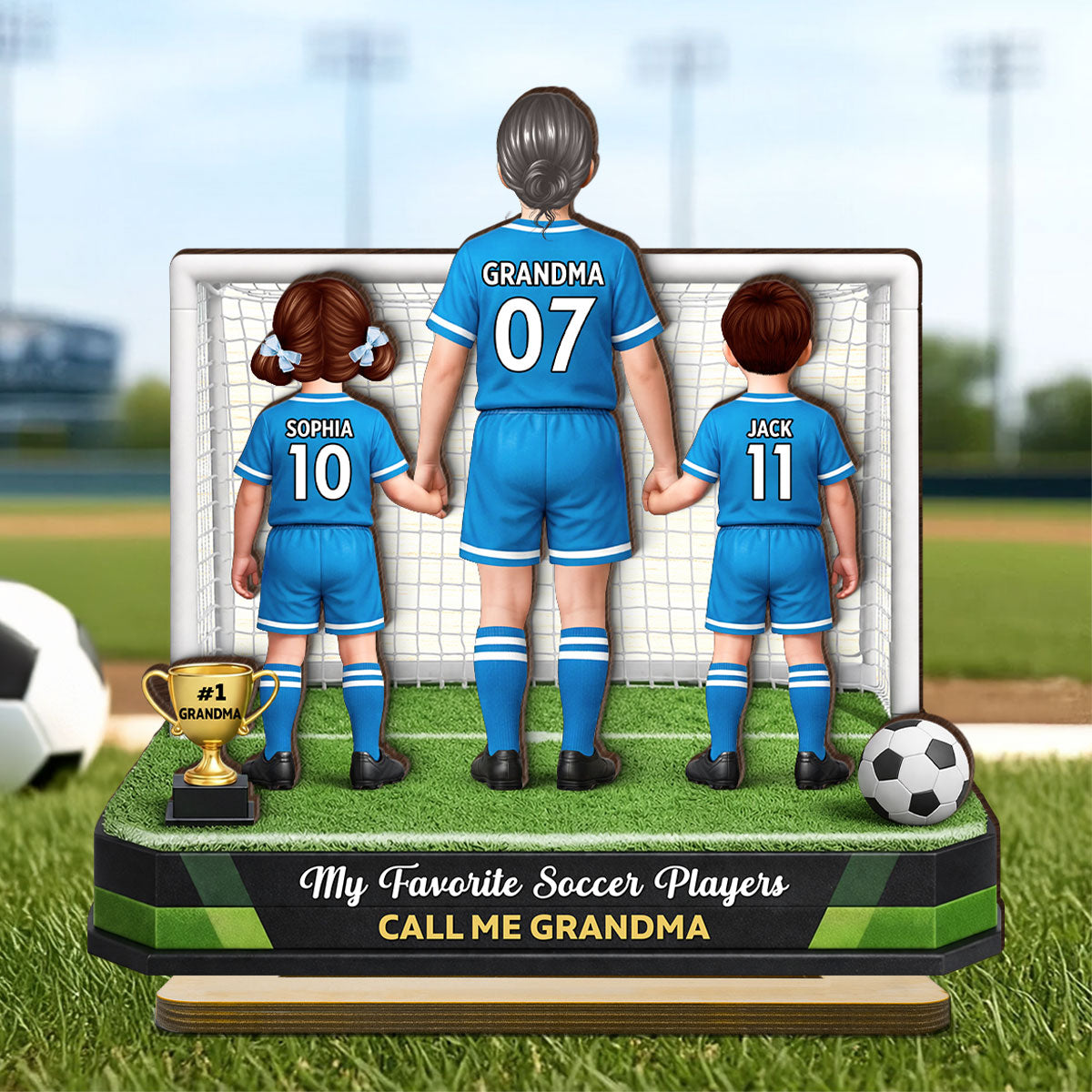 My Favorite Soccer Player Calls Me Grandma - Personalized 2-Layered Wooden Plaque - Heartfelt Gift For Grandma