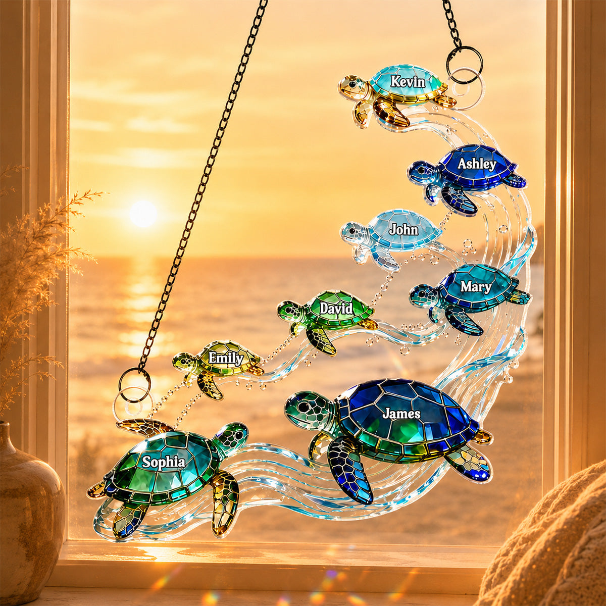 Sea Turtle Family - Personalized Suncatcher - Summer Decoration