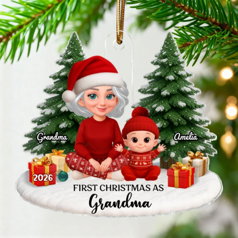 First Christmas With New Baby – Personalized Acrylic Ornament - Chritsmas Gift for Grandparent, Dad Mom, Big Sister, Big Brother
