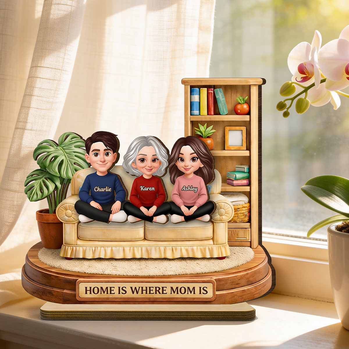 Home Is Where Mom Is - Personalized 2-Layered Wooden Plaque - Gift For Mom