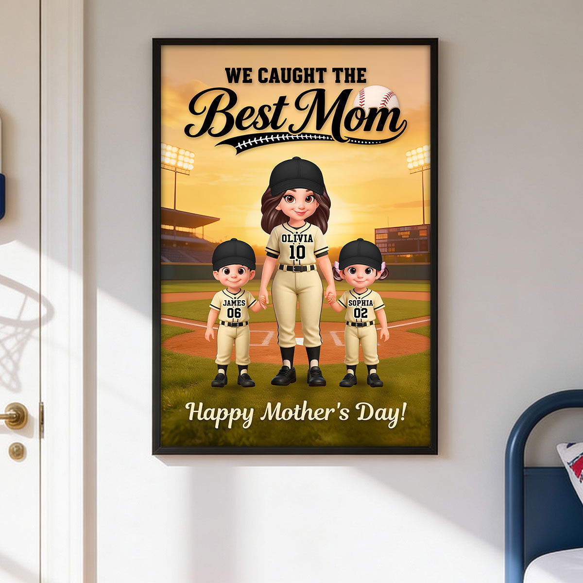 We Caught The Best Baseball Mom - Personalized Poster - Mother's Day Gift For Baseball Mom, Wife