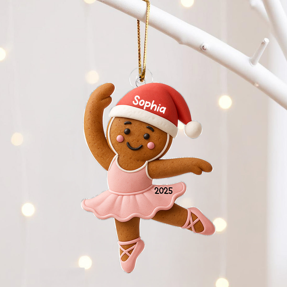 Gingerbread Balletina Dance - Personalized Acrylic Ornament - Unique Christmas Gift For Little Girl, Daughter