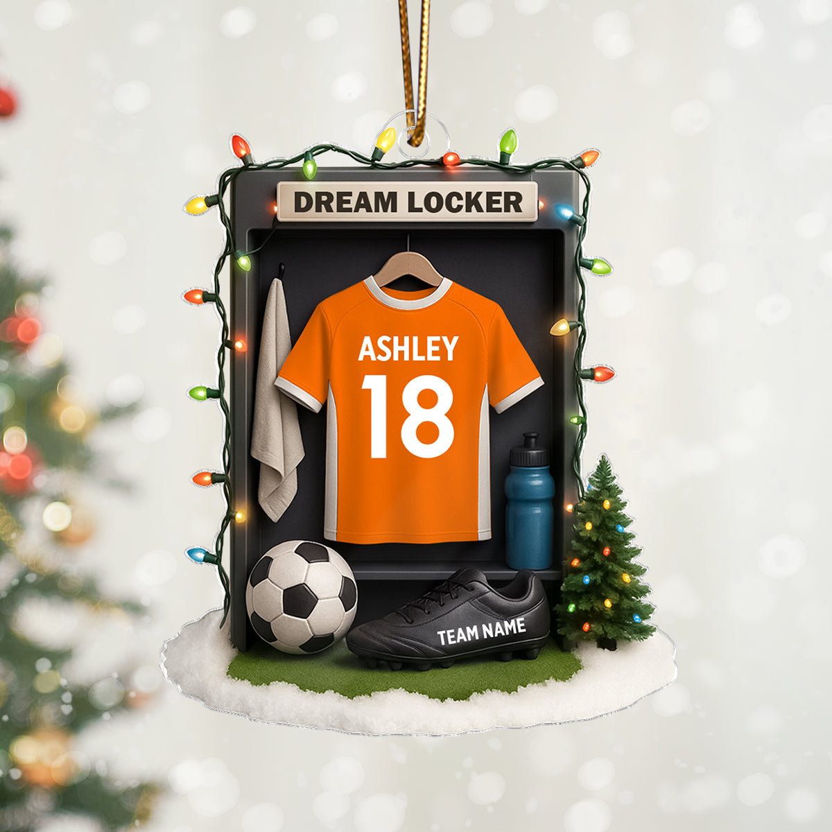 Soccer Jersey Dream Locker Festive Vibe - Personalized Acrylic Ornament - Christmas Gift for Sons, Daughters, Grandkids