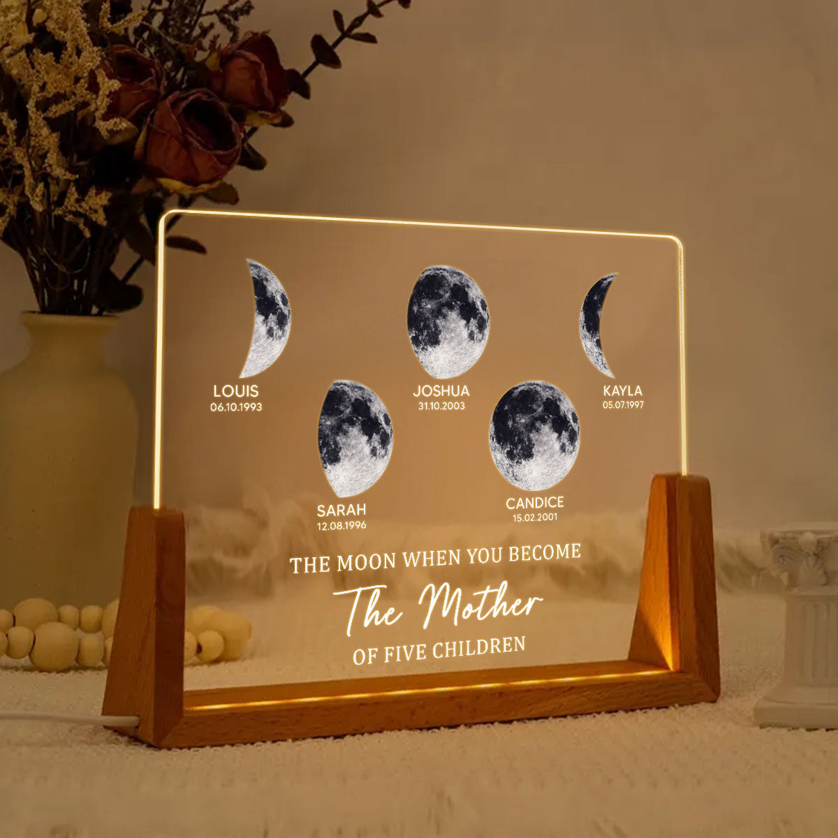 Mom Sky Moon Phase - Personalized LED Night Light - Sentimental Mother's Day Gift for Mom