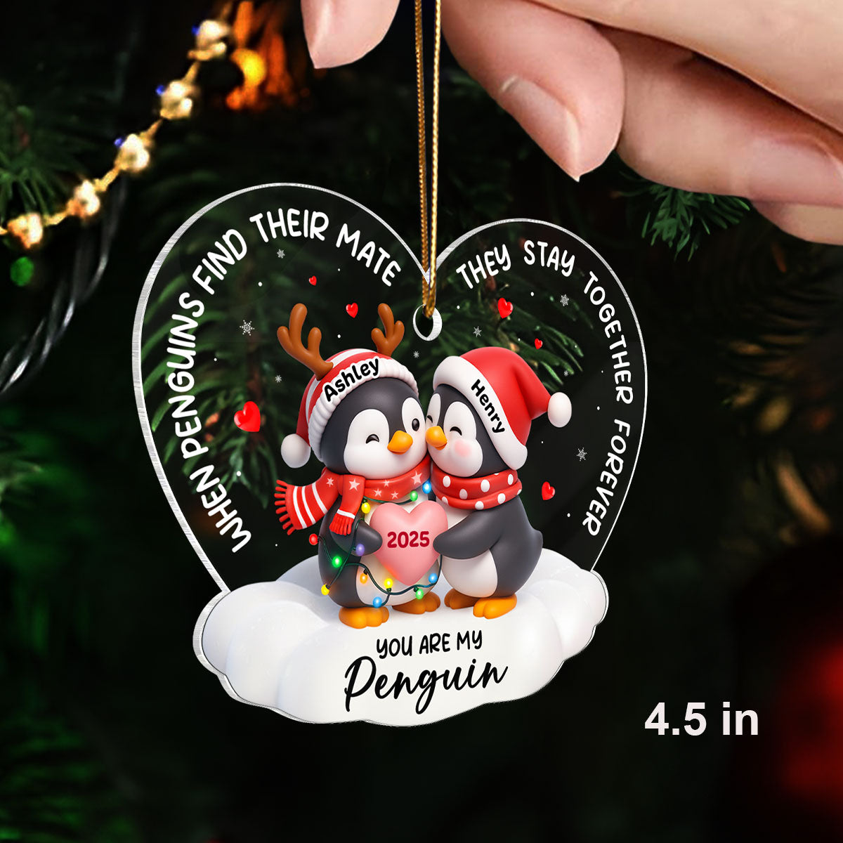 You Are My Penguin - Personalized Acrylic Ornament - Christmas Gift for Couple