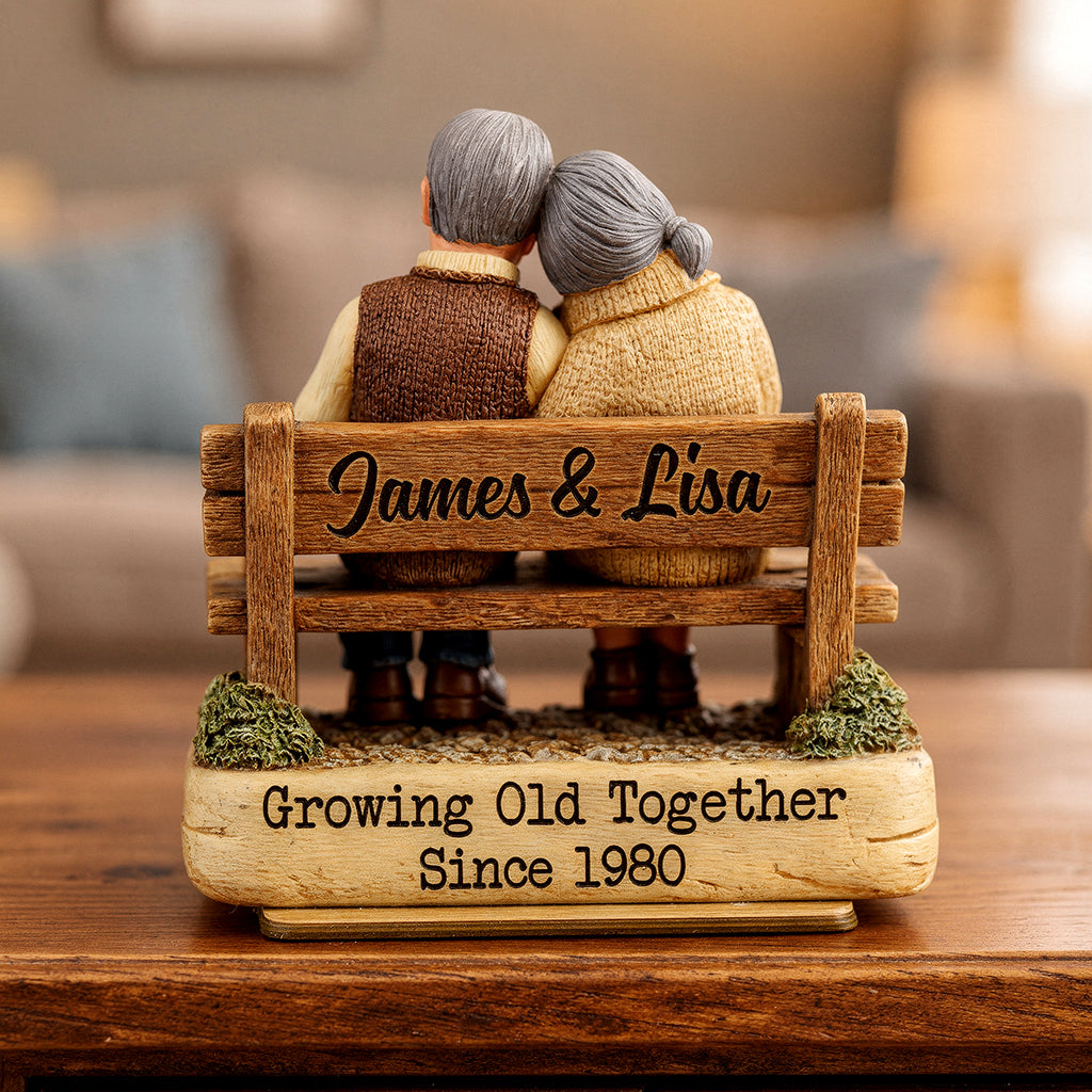 Growing Old Together Couple  - Personalized Standing Wooden Plaque - Gift for Couple