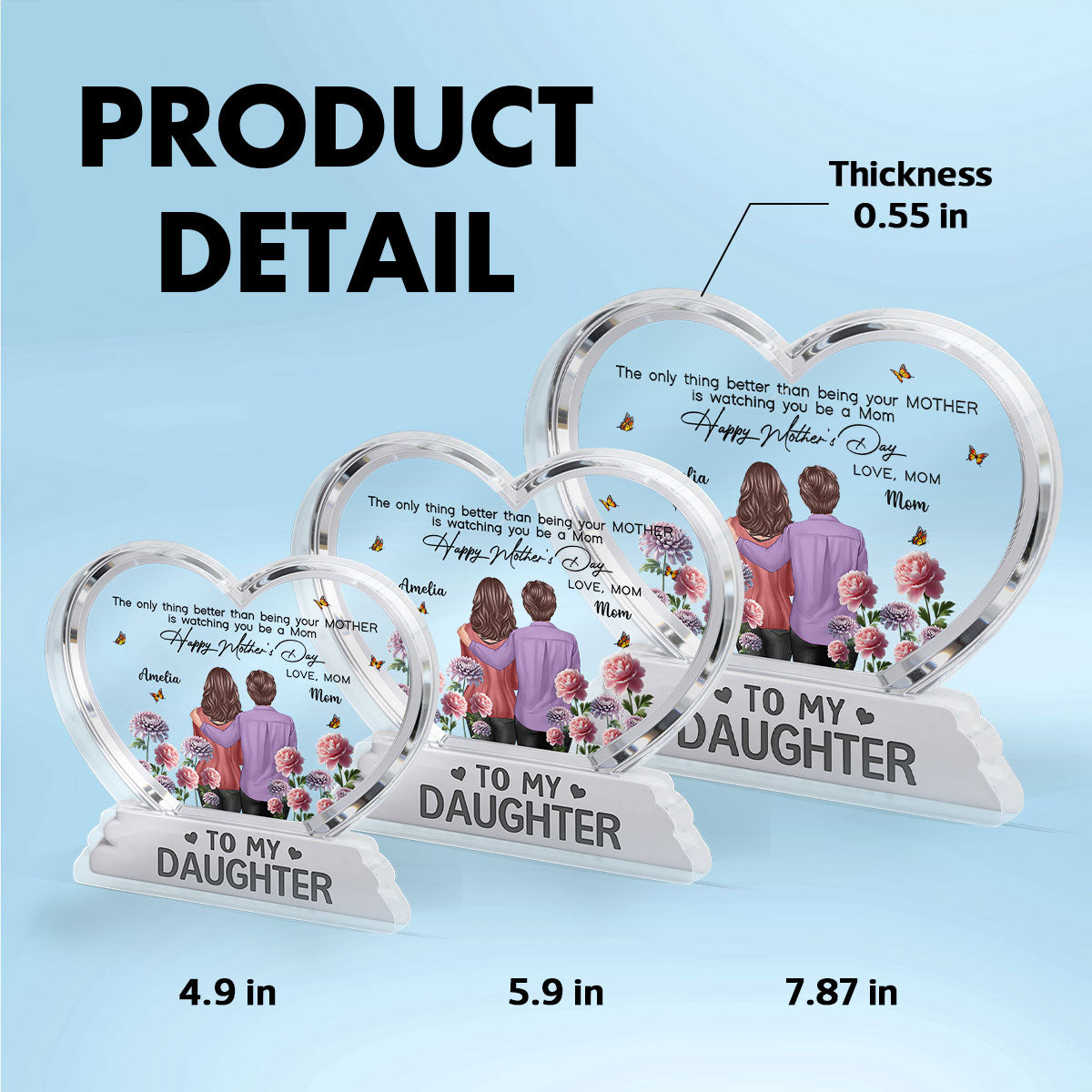 To My Daughter From Mom Happy Mother's Day Birth Flower 2D Flat - Personalized Acrylic Block Plaque