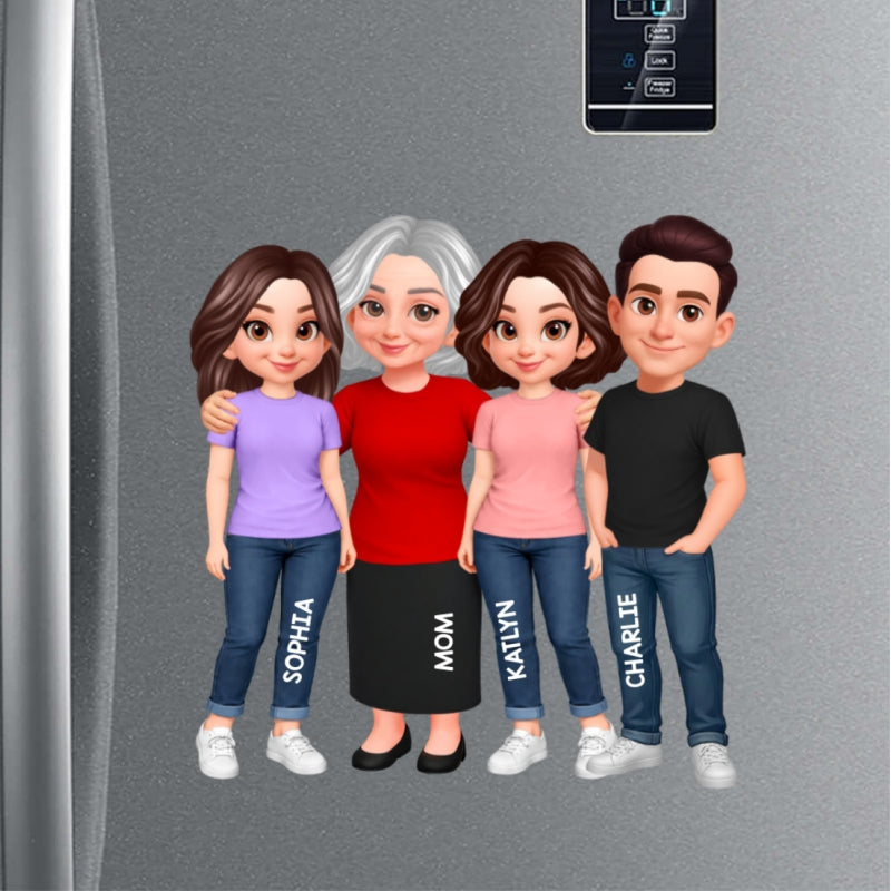 Mom Daughter Son, Grandma Grandchildren Forever Love - Personalized Acrylic Fridge Magnet - Mother's Day Gift For Mom, Grandma
