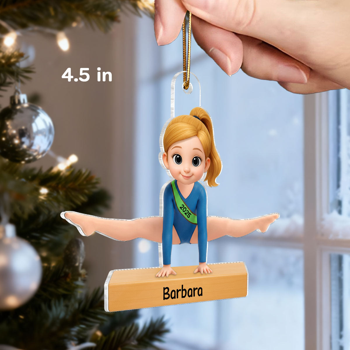 3D Effect Gymnastic Girl Straddle Split Pose - Personalized Acrylic Ornament - Gymnast Gift For Daughter, Granddaughter