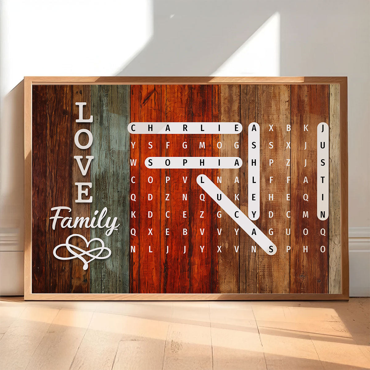 Family Name World Search Puzzle - Personalized Poster - Mother's Day Gift, Gift For Mom