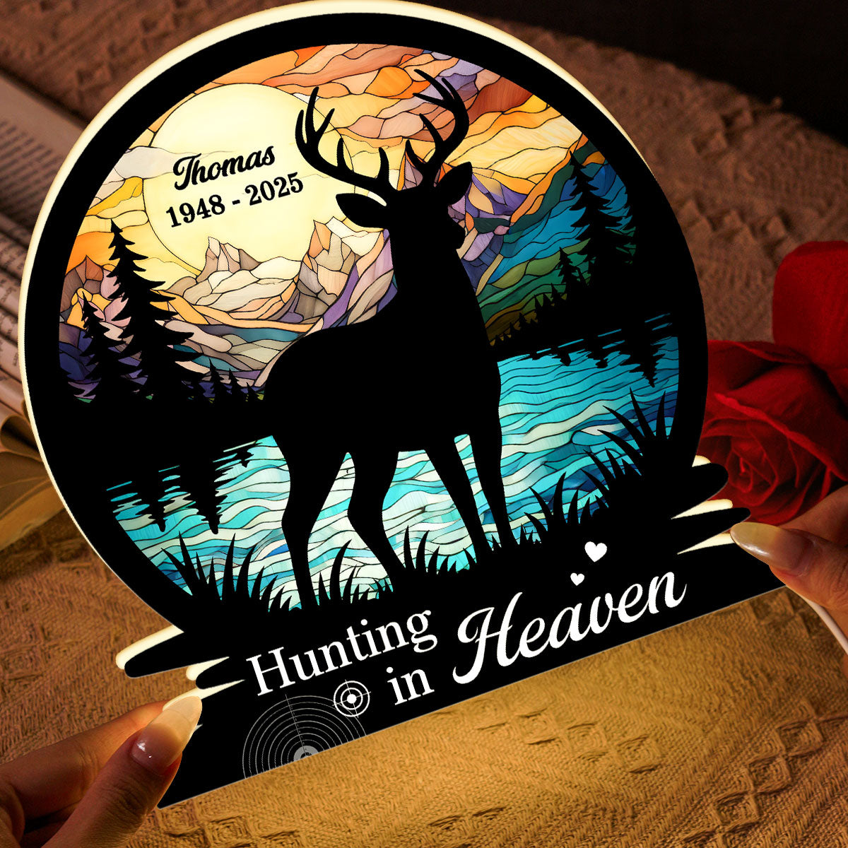 Hunting In Heaven Memorial - Personalized Light Box - Memorial Keepsake For Family
