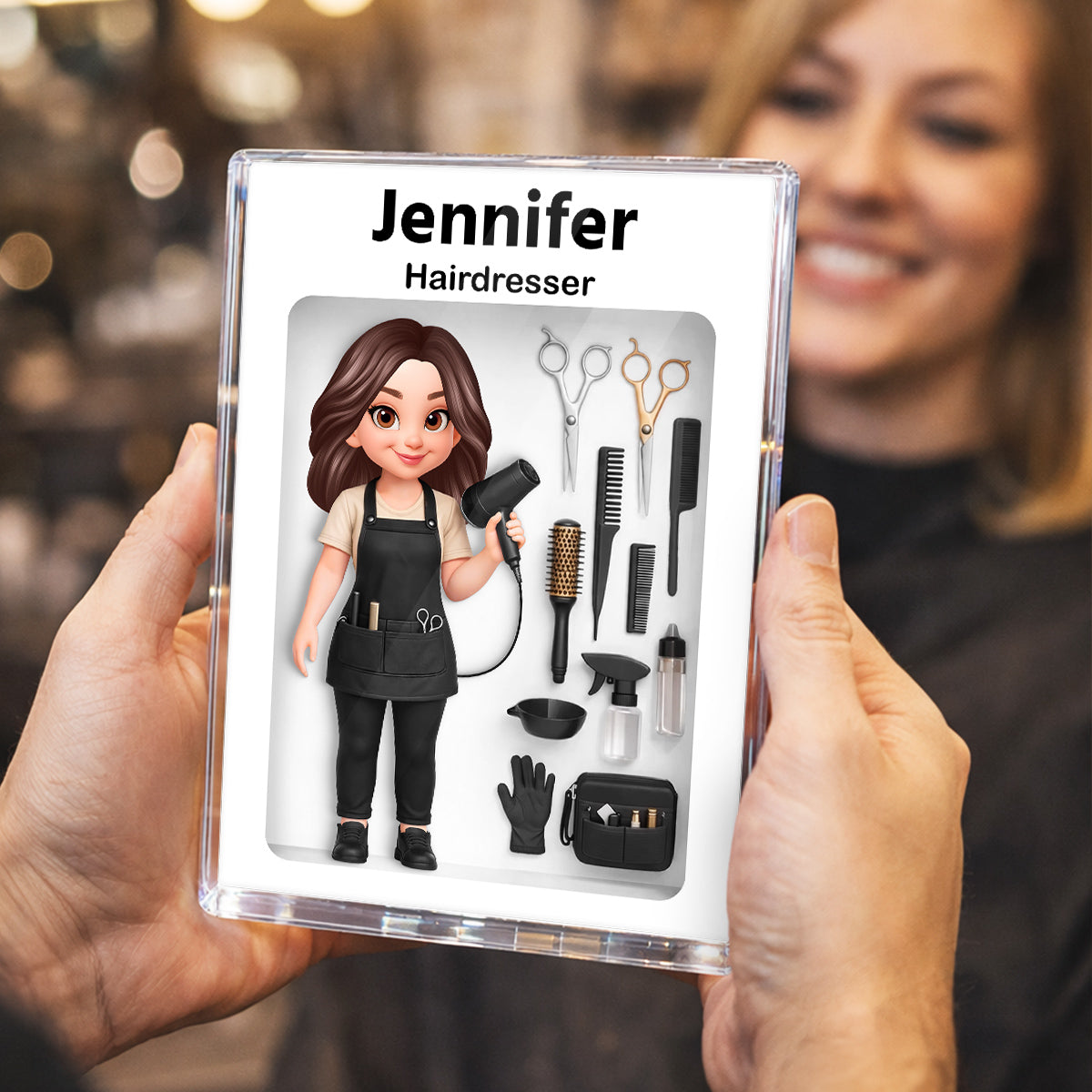 Hairdresser 3D Action Figure - Personalized Acrylic Block Plaque - Gift for Hairdressers