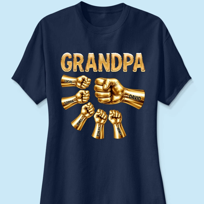 Grandpa Dad Strong Fist Bump - Personalized Shirt - Father's Day Gift For Grandpa