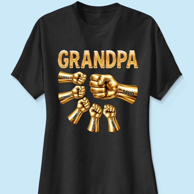 Grandpa Dad Strong Fist Bump - Personalized Shirt - Father's Day Gift For Grandpa