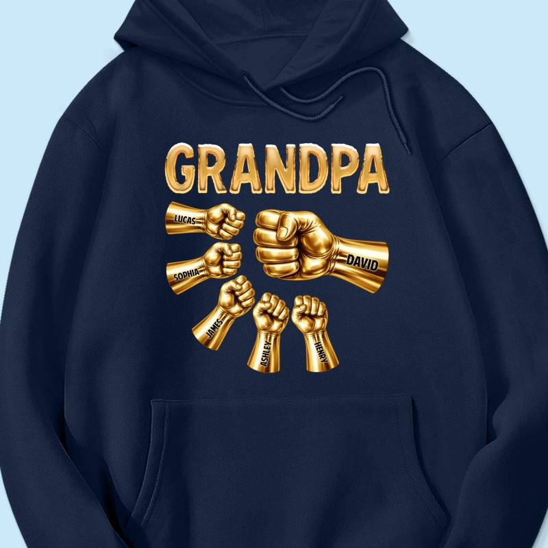 Grandpa Dad Strong Fist Bump - Personalized Shirt - Father's Day Gift For Grandpa