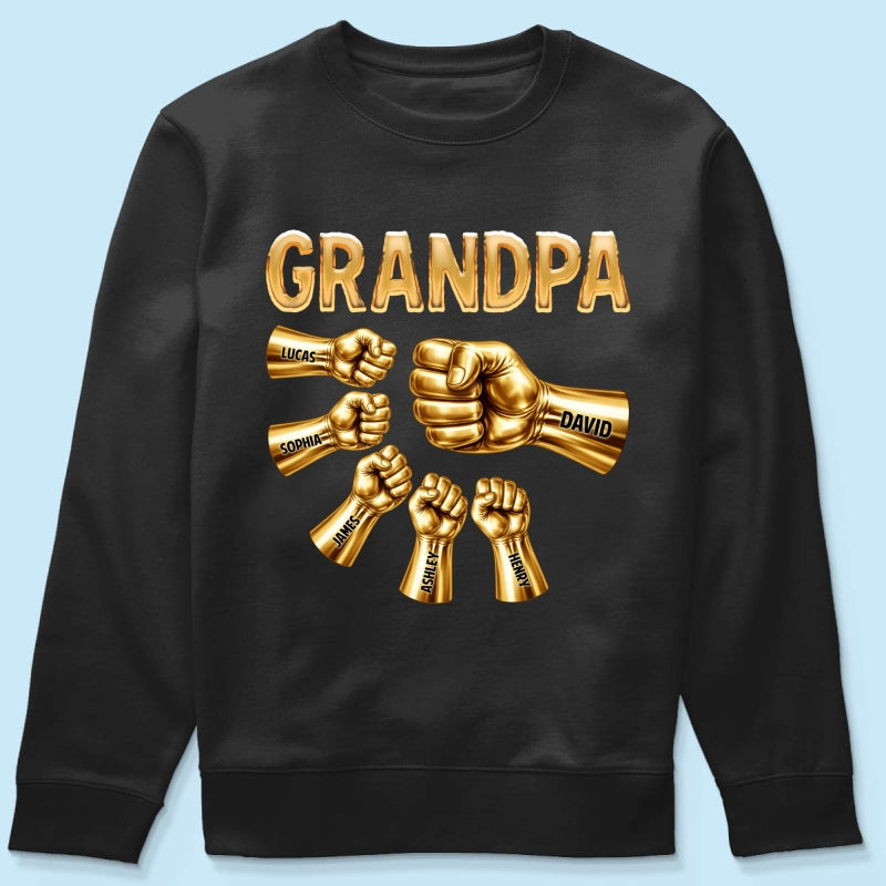 Grandpa Dad Strong Fist Bump - Personalized Shirt - Father's Day Gift For Grandpa